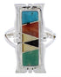 Multicolor Inlay Southwest Silver Ring Size 5-1/2 WX41337